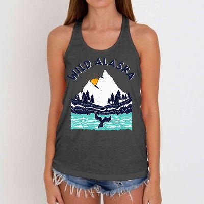 Vintage Alaska Wild Landscape Humpback Whale Women's Knotted Racerback Tank