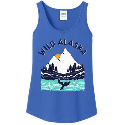 Vintage Alaska Wild Landscape Humpback Whale Ladies Essential Tank