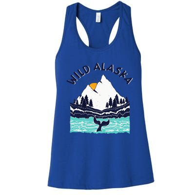 Vintage Alaska Wild Landscape Humpback Whale Women's Racerback Tank