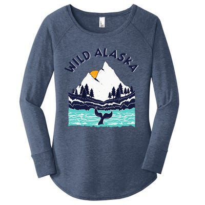 Vintage Alaska Wild Landscape Humpback Whale Women's Perfect Tri Tunic Long Sleeve Shirt