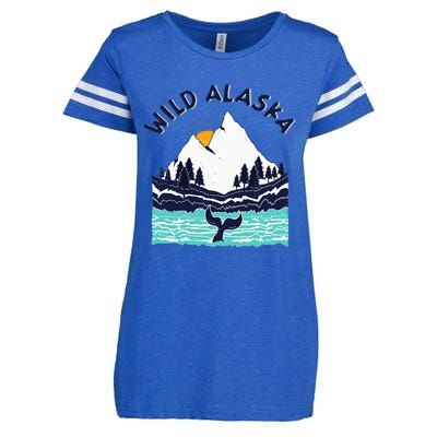 Vintage Alaska Wild Landscape Humpback Whale Enza Ladies Jersey Football T-Shirt