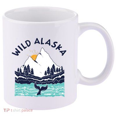 Vintage Alaska Wild Landscape Humpback Whale 11oz C Handle Ceramic Mug