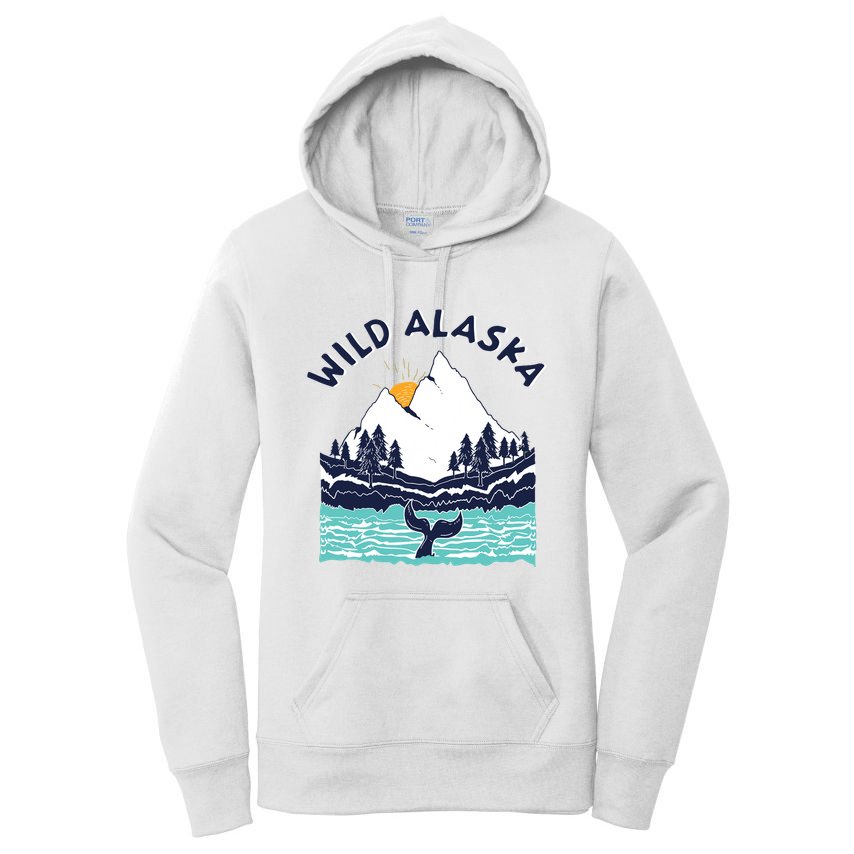 Vintage Alaska Wild Landscape Humpback Whale Women's Pullover Hoodie