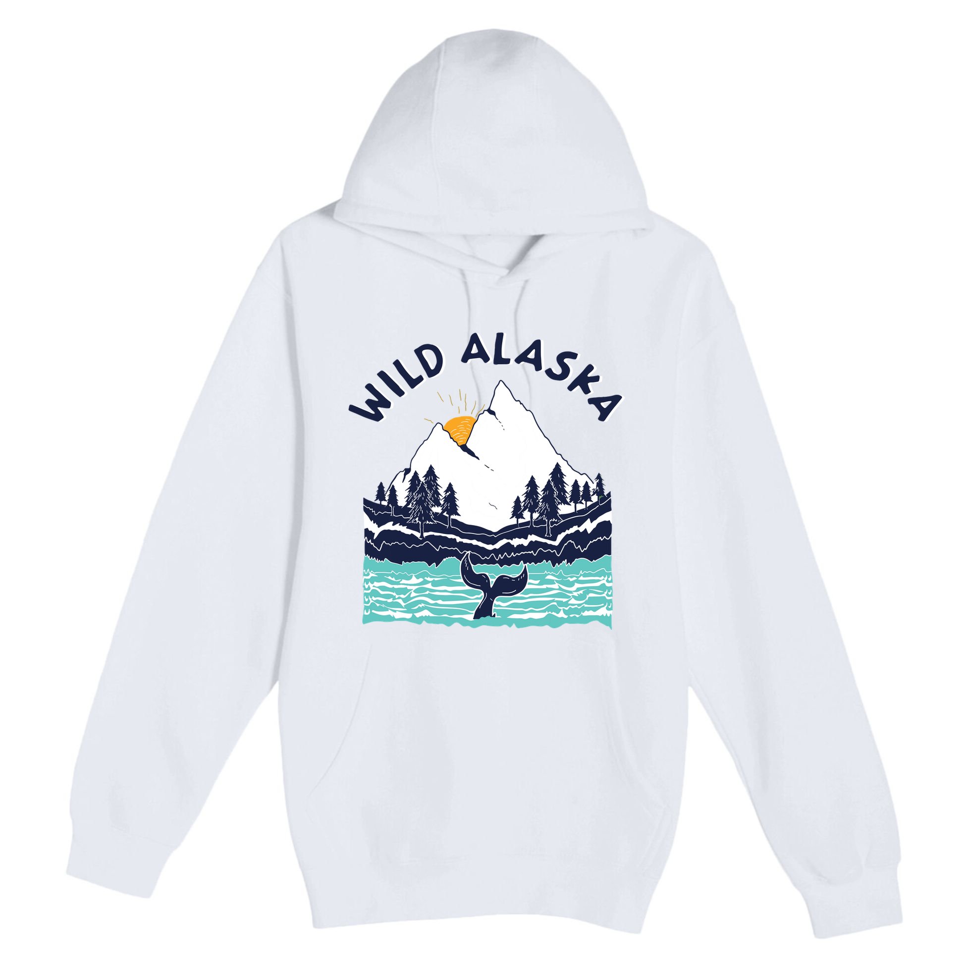 Vintage Alaska Wild Landscape Humpback Whale Premium Pullover Hoodie