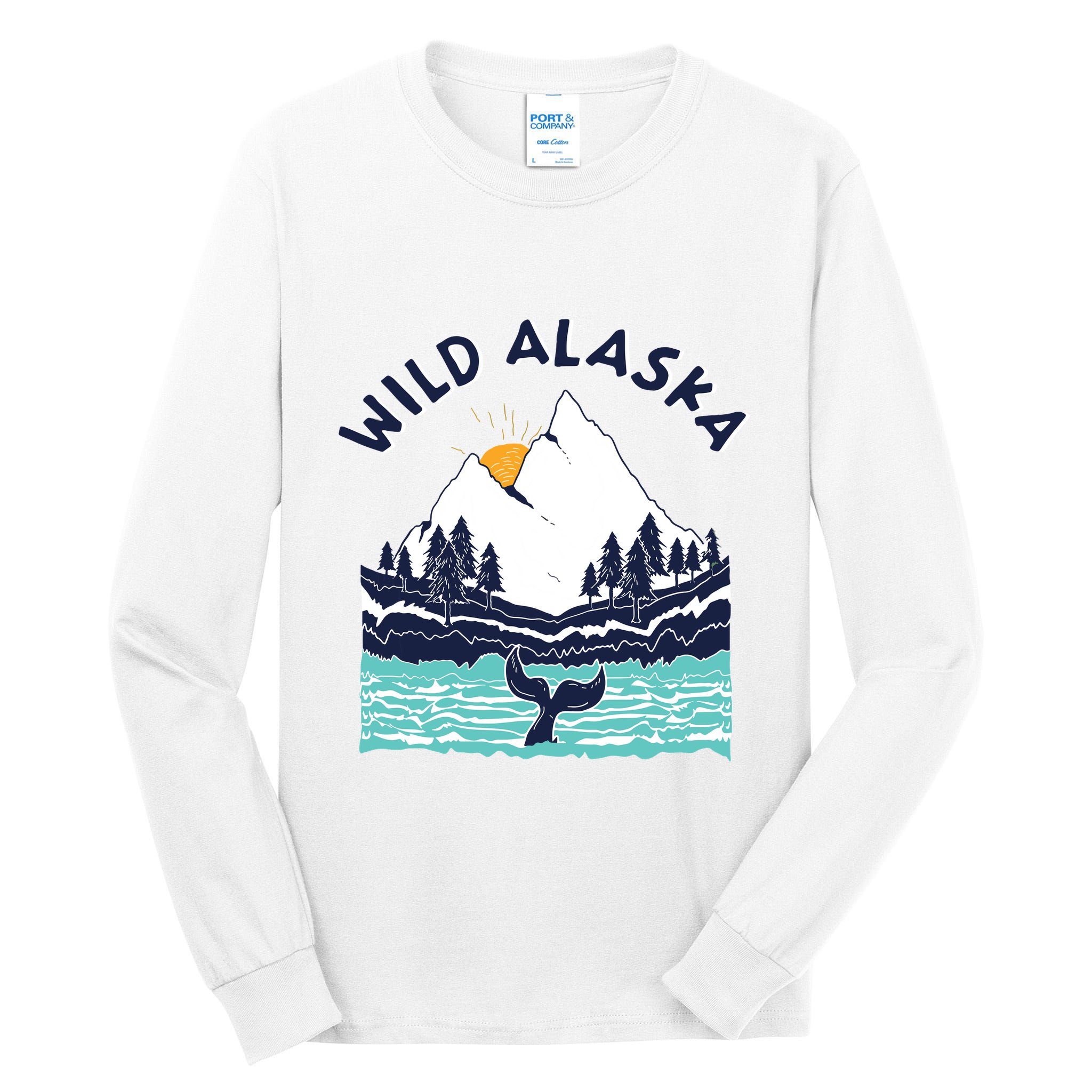 Vintage Alaska Wild Landscape Humpback Whale Tall Long Sleeve T-Shirt