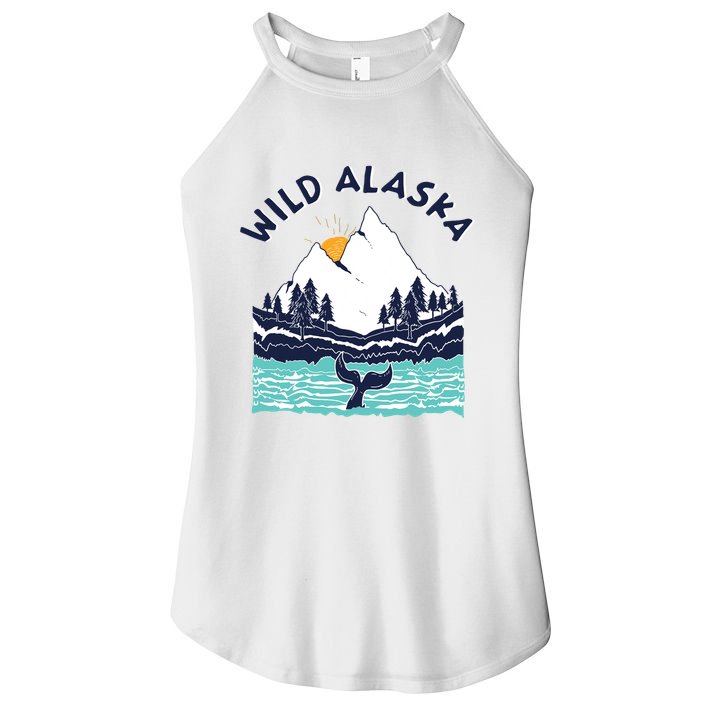 Vintage Alaska Wild Landscape Humpback Whale Women's Perfect Tri Rocker Tank