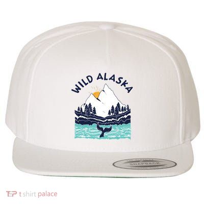 Vintage Alaska Wild Landscape Humpback Whale Wool Snapback Cap