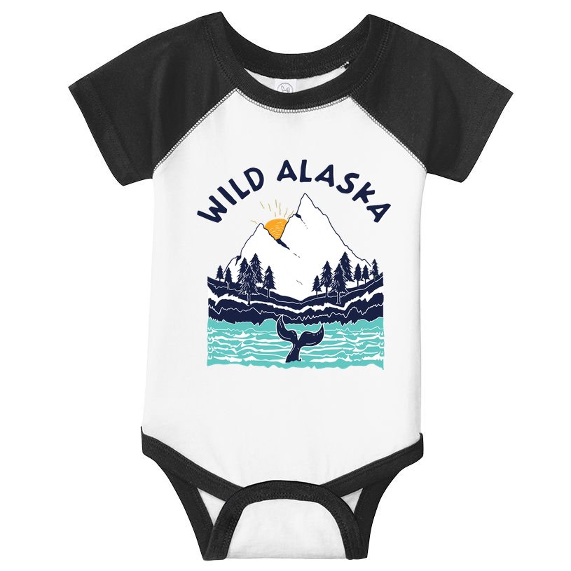 Vintage Alaska Wild Landscape Humpback Whale Infant Baby Jersey Bodysuit