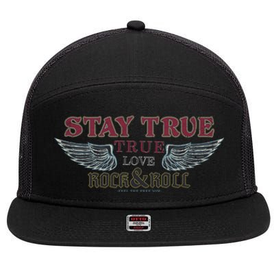 Vintage Angle Wings Stay True Feel Freedom Rock And Roll Gift 7 Panel Mesh Trucker Snapback Hat