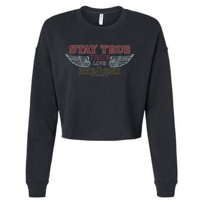 Vintage Angle Wings Stay True Feel Freedom Rock And Roll Gift Cropped Pullover Crew