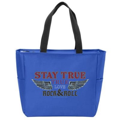 Vintage Angle Wings Stay True Feel Freedom Rock And Roll Gift Zip Tote Bag