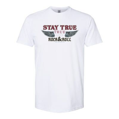 Vintage Angle Wings Stay True Feel Freedom Rock And Roll Gift Softstyle® CVC T-Shirt