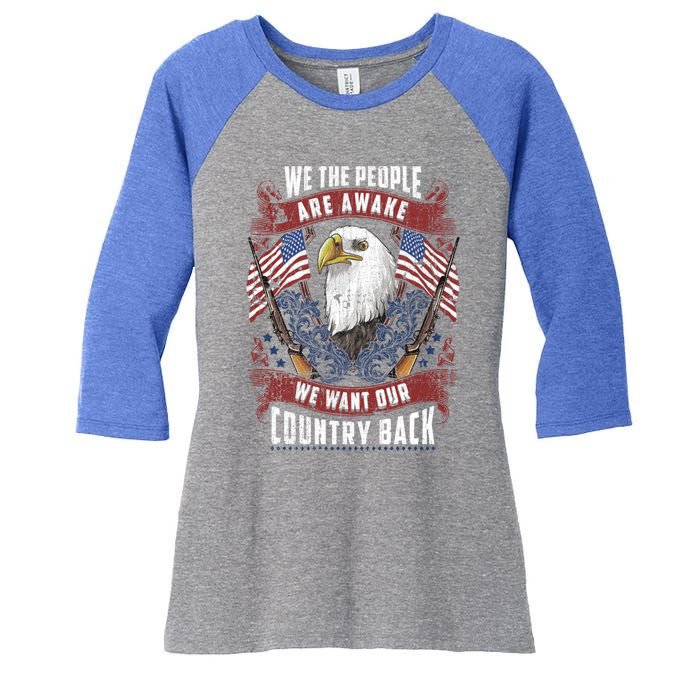 Vintage Americans Want Our Country Back Fight Freedom Usa Funny Gift Women's Tri-Blend 3/4-Sleeve Raglan Shirt