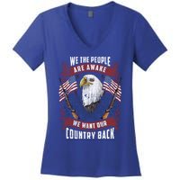 Vintage Americans Want Our Country Back Fight Freedom Usa Funny Gift Women's V-Neck T-Shirt