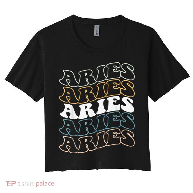 Vintage Aries Zodiac Tee funny birthday Gifts for Aries Crop Top