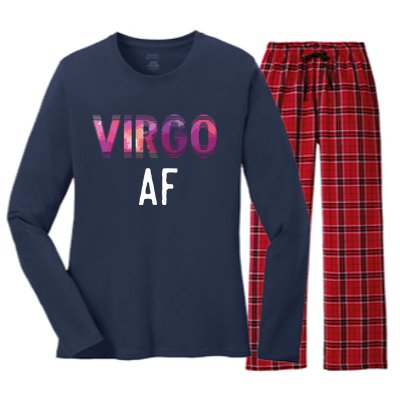 Virgo AF Zodiac Birthday Horoscope Funny Gift Women's Long Sleeve Flannel Pajama Set 