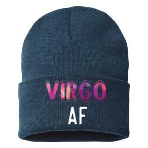 Virgo AF Zodiac Birthday Horoscope Funny Gift Sustainable Knit Beanie