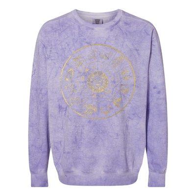 Vintage Astrology Zodiac Wheel Star Sign Colorblast Crewneck Sweatshirt