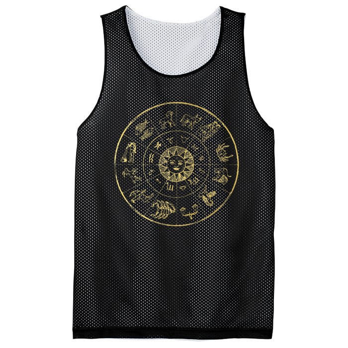 Vintage Astrology Zodiac Wheel Star Sign Mesh Reversible Basketball Jersey Tank