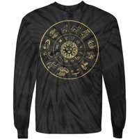 Vintage Astrology Zodiac Wheel Star Sign Tie-Dye Long Sleeve Shirt