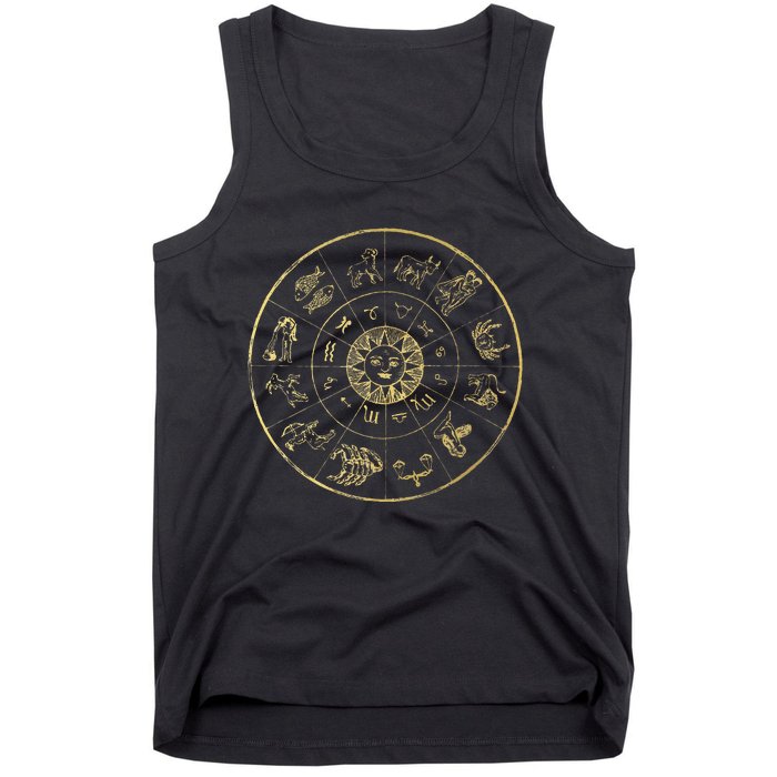 Vintage Astrology Zodiac Wheel Star Sign Tank Top