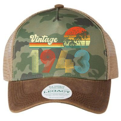 Vintage Birthday 1943 Retro Sunset Mom dad Gift 80th Birthday Legacy Tie Dye Trucker Hat