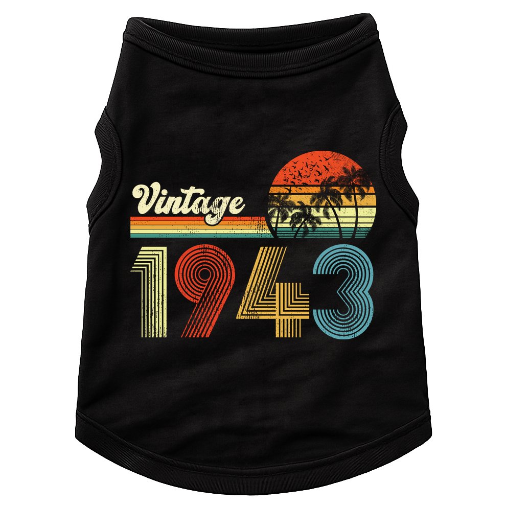 Vintage Birthday 1943 Retro Sunset Mom dad Gift 80th Birthday Doggie Tank