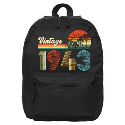 Vintage Birthday 1943 Retro Sunset Mom dad Gift 80th Birthday 16 in Basic Backpack