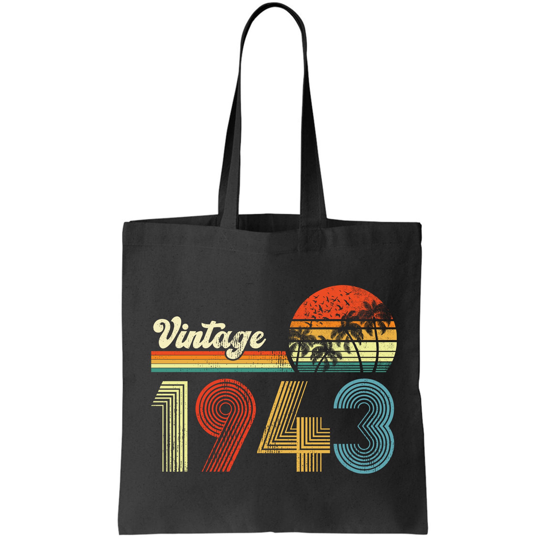 Vintage Birthday 1943 Retro Sunset Mom dad Gift 80th Birthday Bag