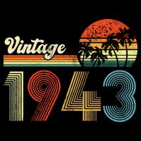 Vintage Birthday 1943 Retro Sunset Mom dad Gift 80th Birthday Bag