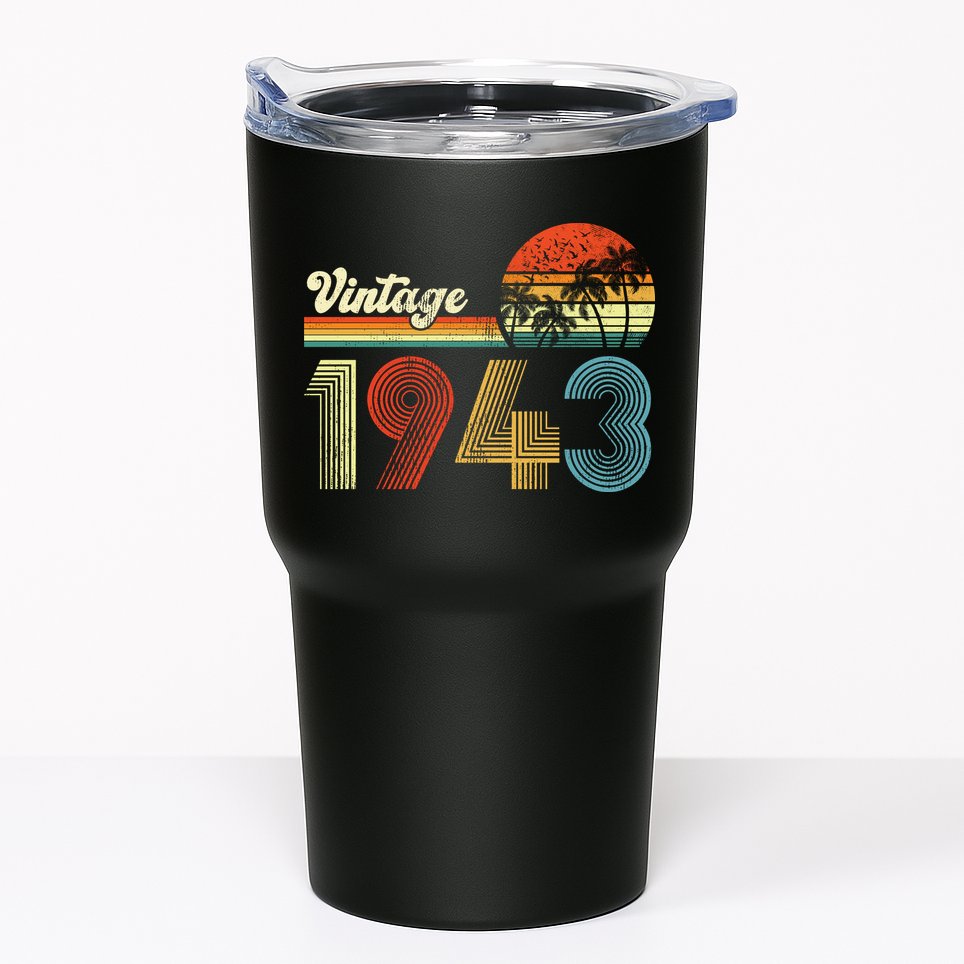 Vintage Birthday 1943 Retro Sunset Mom dad Gift 80th Birthday Tumbler
