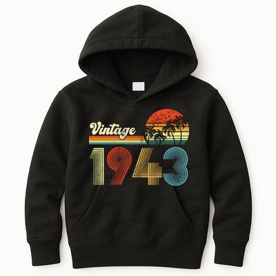 Vintage Birthday 1943 Retro Sunset Mom dad Gift 80th Birthday Kids Hoodie