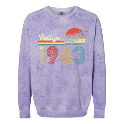 Vintage Birthday 1963 Retro Sunset Mom dad Gift 60th Birthday Colorblast Crewneck Sweatshirt