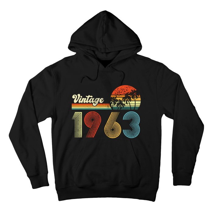 Vintage Birthday 1963 Retro Sunset Mom dad Gift 60th Birthday Hoodie