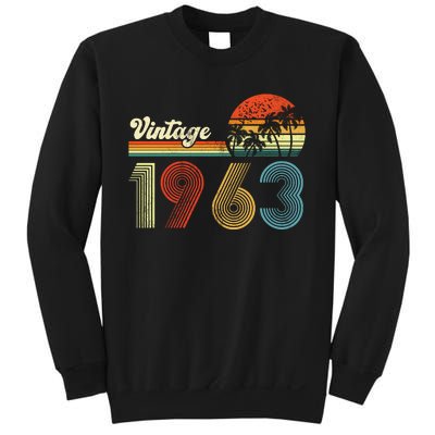 Vintage Birthday 1963 Retro Sunset Mom dad Gift 60th Birthday Sweatshirt