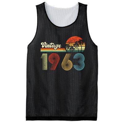 Vintage Birthday 1963 Retro Sunset Mom dad Gift 60th Birthday Mesh Reversible Basketball Jersey Tank