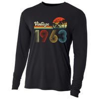 Vintage Birthday 1963 Retro Sunset Mom dad Gift 60th Birthday Cooling Performance Long Sleeve Crew