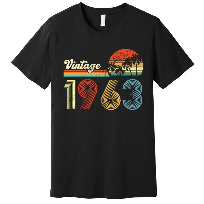 Vintage Birthday 1963 Retro Sunset Mom dad Gift 60th Birthday Premium T-Shirt