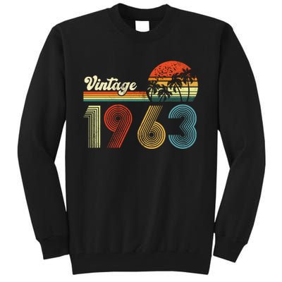 Vintage Birthday 1963 Retro Sunset Mom dad Gift 60th Birthday Tall Sweatshirt