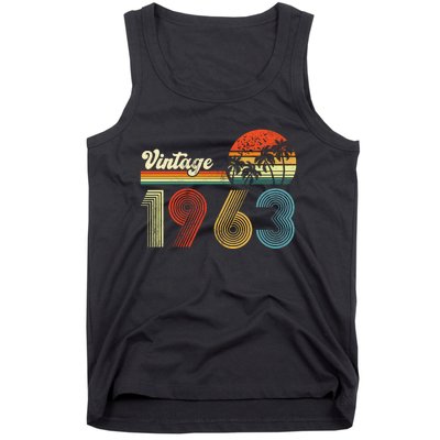 Vintage Birthday 1963 Retro Sunset Mom dad Gift 60th Birthday Tank Top