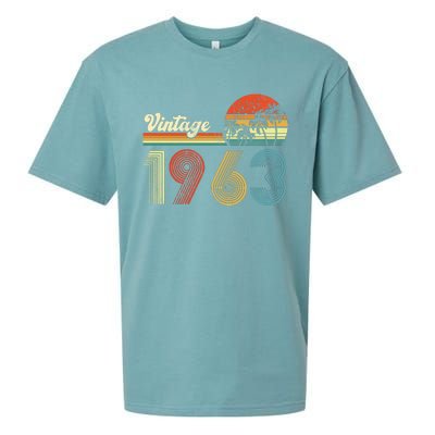 Vintage Birthday 1963 Retro Sunset Mom dad Gift 60th Birthday Sueded Cloud Jersey T-Shirt