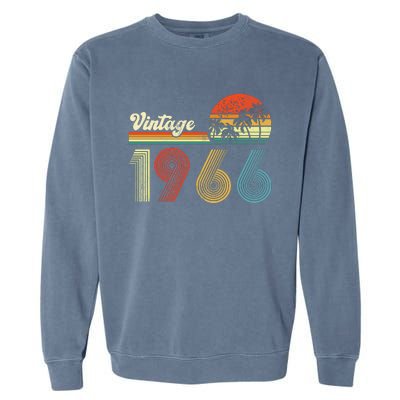 Vintage Birthday 1966 Retro Sunset Mom dad Gift 57th Birthday Garment-Dyed Sweatshirt