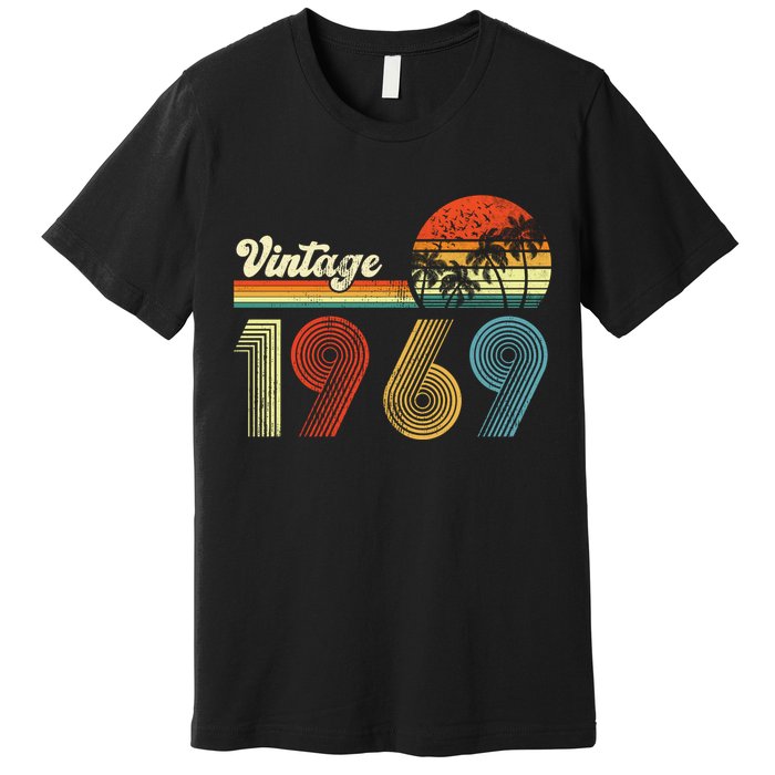 Vintage Birthday 1969 Retro Sunset Mom dad Gift 54th Birthday Premium T-Shirt