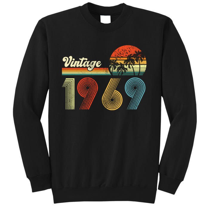 Vintage Birthday 1969 Retro Sunset Mom dad Gift 54th Birthday Tall Sweatshirt