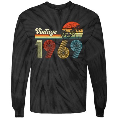 Vintage Birthday 1969 Retro Sunset Mom dad Gift 54th Birthday Tie-Dye Long Sleeve Shirt