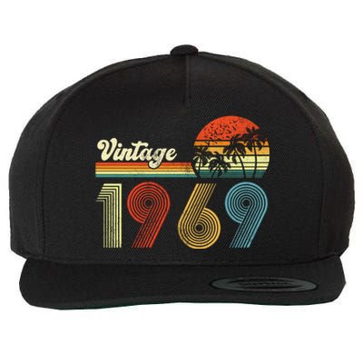 Vintage Birthday 1969 Retro Sunset Mom dad Gift 54th Birthday Wool Snapback Cap