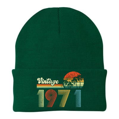 Vintage Birthday 1971 Retro Sunset Mom dad Gift 52nd Birthday Knit Cap Winter Beanie