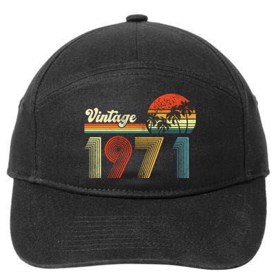 Vintage Birthday 1971 Retro Sunset Mom dad Gift 52nd Birthday 7-Panel Snapback Hat