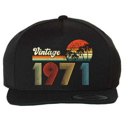 Vintage Birthday 1971 Retro Sunset Mom dad Gift 52nd Birthday Wool Snapback Cap