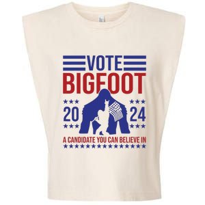 Vote Bigfoot 2024 A Candidate You Can Believe In Garment-Dyed Women's Muscle Tee